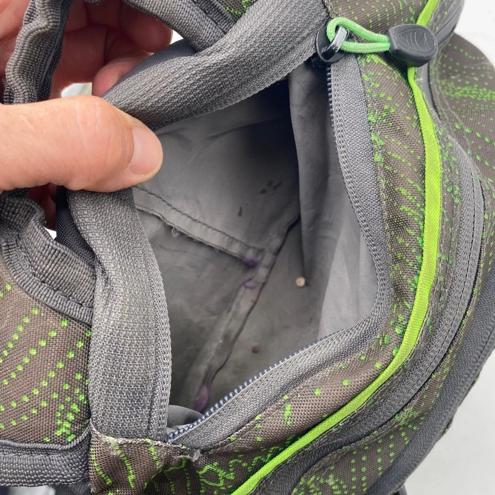 High Sierra Access Backpack Grey Lime Green Topo Print Padded Laptop School Bag